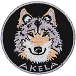 A wolf head with the word Akela below it.