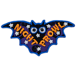 A bat-shaped patch with the words Night Prowl on the wings.