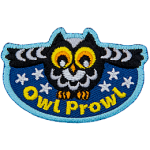 A flying owl over the words Owl Prowl.