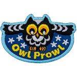 A flying owl over the words Owl Prowl.