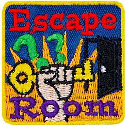 A hand holds a key triumphantly. The words Escape Room are across the top and bottom.