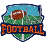 A football going over a goal post above the word football.
