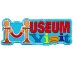 The word Museum Visit is made up of colourful letters. 