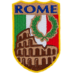 This shield patch displays the Roman Colosseum with Italy's flag as a background. The word Rome is at the top.