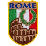 This shield patch displays the Roman Colosseum with Italy's flag as a background. The word Rome is at the top.