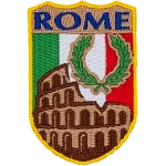 This shield patch displays the Roman Colosseum with Italy's flag as a background. The word Rome is at the top.