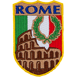 This shield patch displays the Roman Colosseum with Italy's flag as a background. The word Rome is at the top.