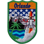 The word Orlando is underneath a myriad of Los Angeles-themed symbols.