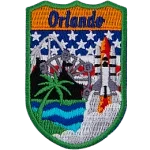 The word Orlando is underneath a myriad of Los Angeles-themed symbols.