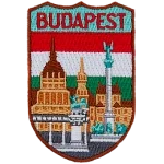 The name Budapest is above the Hungary flag and Hereo's Square. 