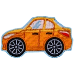 This crest is the side profile of an orange car.