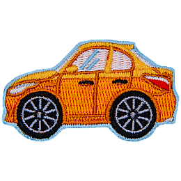 This crest is the side profile of an orange car.