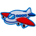 This crest is a chibi aeroplane with red wings and a white body.