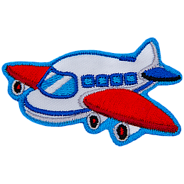 This crest is a chibi aeroplane with red wings and a white body.