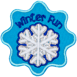 A single snowflake is displayed on this uniquely shaped crest.