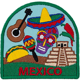 The word Mexico is beneath a myriad of Mexican culture.