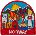 This tourist patch showcases Norwegian culture.