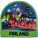 This tourist patch showcases Finlandian culture.