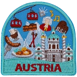This tourist patch showcases Austrian culture.