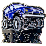 An off-roading Jeep drives over four Xs.