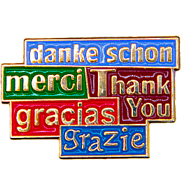 The words Danke Schon, merci, Thank You, gracias, and Grazie are each in their own boxes.