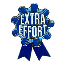 A blue ribbon that reads Extra Effort.