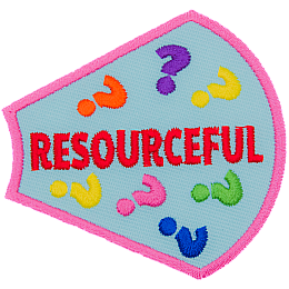 The word Resourceful is surrounded by multicoloured question marks on a light blue background.