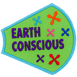 The words Earth Conscious are surrounded by multicoloured Xs.