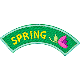 This rounded rocker has the word Spring followed by a tulip flower.