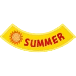 This rounded rocker has a blazing sun followed by the word Summer.