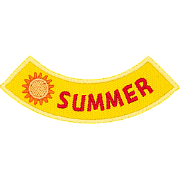 This rounded rocker has a blazing sun followed by the word Summer.
