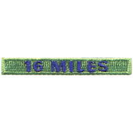 The words 16 Miles are in purple on a green background.