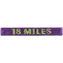 The words 18 Miles are in green on a purple background.