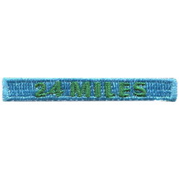 The words 24 Miles are stitched in green on a blue background.