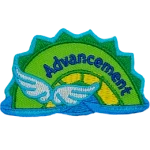 The middle hump of a sea serpent showcases a set of wings to symbolize advancement.