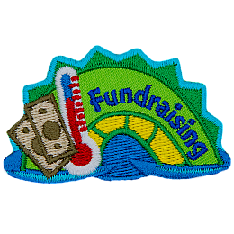A green sea serpent hump with a yellow underbelly. A jar next to it is filled with cash, and the word Fundraising is across its side.