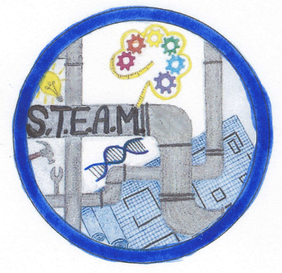 A drawing of a pipe system with the word STEAM on the pipe.