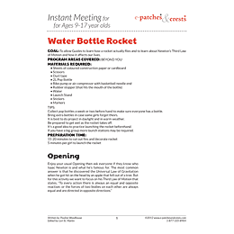 The Water Bottle Rocket Instant Meeting plan.