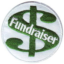 A dollar sign with the word Fundraiser inside it.