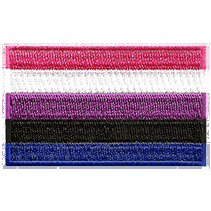 This gender fluid pride flag is made up of 5 horizontal bars. From top to bottom, the colours are pink, white, purple, black, and blue.