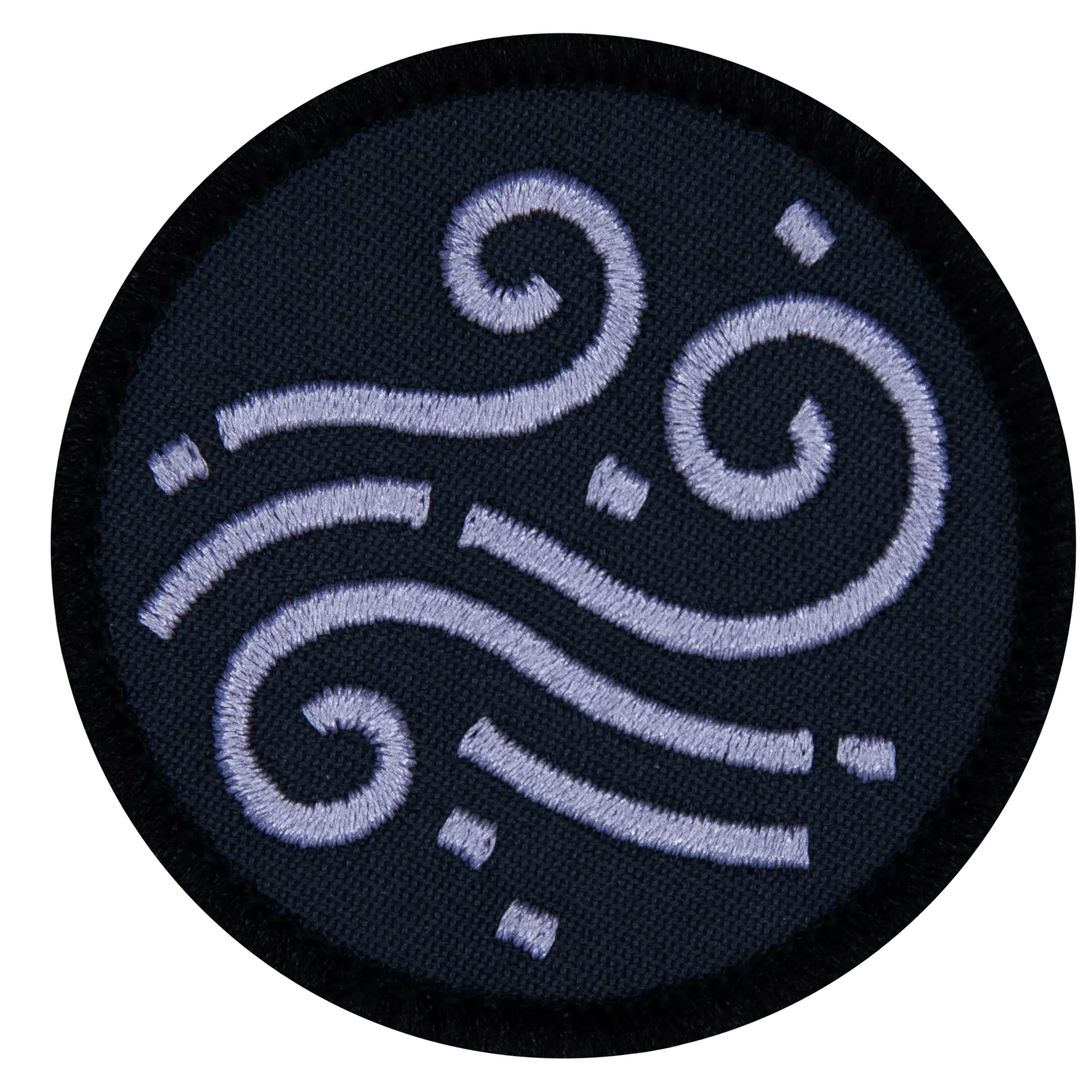 An artistic rendition of wind on a black background. 