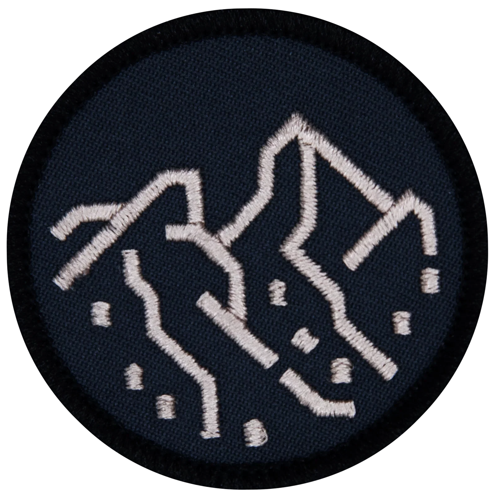 A mountain range on a black background. 