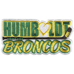 The words Humboldt Broncos with a hockey stick.