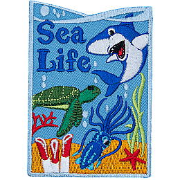 A cut away of the sea floor with the words Sea Life.