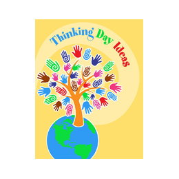 A tree made from hand prints is under the words Thinking Day Ideas.