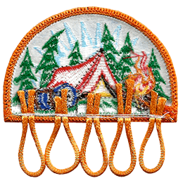The back of a charm loop patch with the loops sewn on.