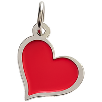 A beautiful red heart has been turned into a decorative metal charm.